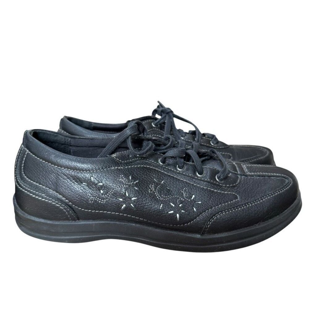 Apex Robyn Chop Out Lace-Up Oxford Black Full Grain Leather 10 extra wide
